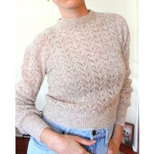 Vintage Hand Knitted Scottish 100% Wool Crop Sweater Size XS